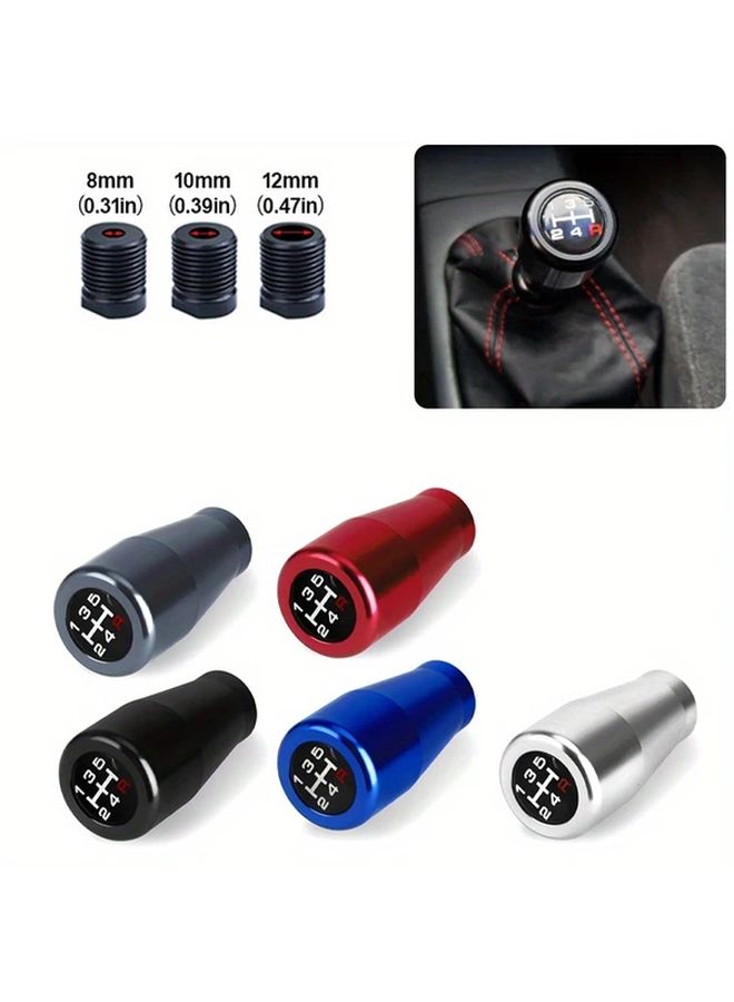 1pc 5 Speed Manual Gear Shift Knob Head Red Aluminum ABS Short Throw Shifter Lever with 3 Adapters M8 M10 M12 2 76inch Design 7 Color Options No Modification Needed for Most Cars Car Interior Upgrade Sleek Metallic Finish Durable - Image 2