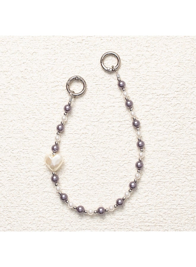 NIBEMINENT Phone Charm/ Chain Strap for Women Girls, Love Pearl Cell Phone Case Lanyard Wrist Strap