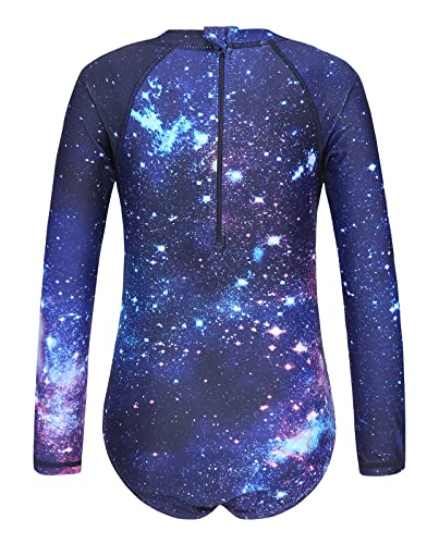 HowJoJo Girls One Piece Bathing Suits Long Sleeve Space Swimsuits UPF 50+/Sun Protection Rash Guard Shirts Size 8/7-8 - Image 2