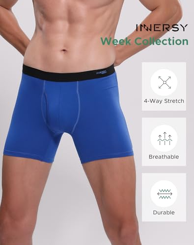 INNERSY سروال داخلي قطن للرجال من INNERSY - عبوة 7 قطع بوكسر ملون مع فتحة للاستخدام الأسبوعي (قوس قزح الساطع، صغير جداً) - Image 2