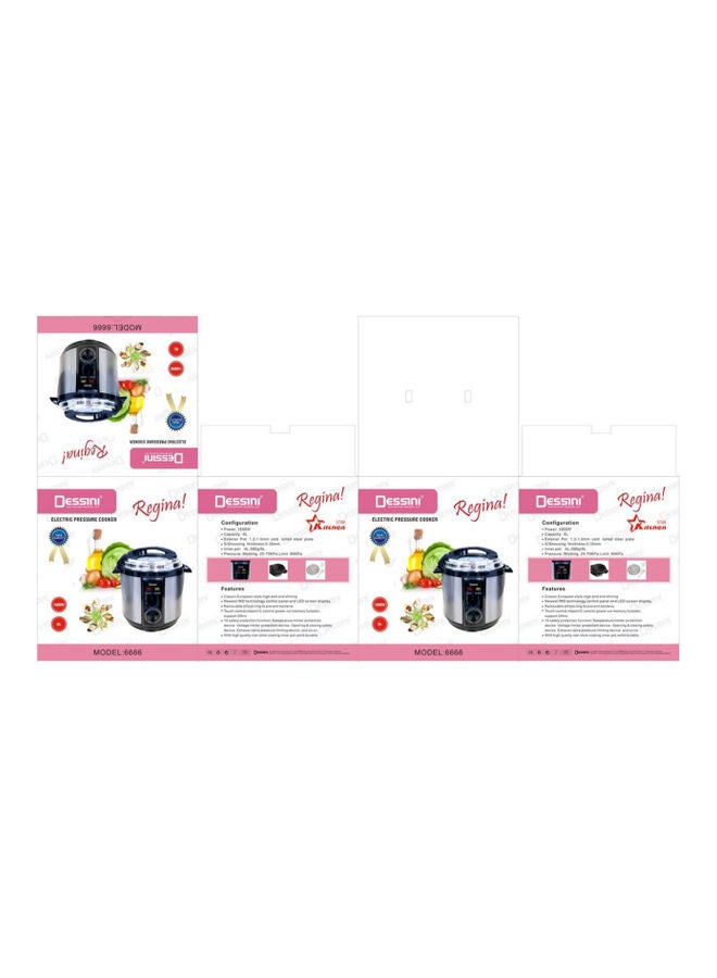 DESSINI Electric Pressure Cooker 6 L 1000 W 6666 Silver/Black - Image 3