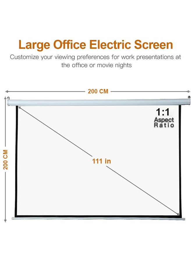 Wall Mount Electric Projector Screen 200x200cm Motorized with Remote Control for Business/School/Office/Meeting - pzsku/Z4BC258195B534C486396Z/45/_/1737296738/d4860e28-e06d-43db-be0b-9e4c007ea9d7