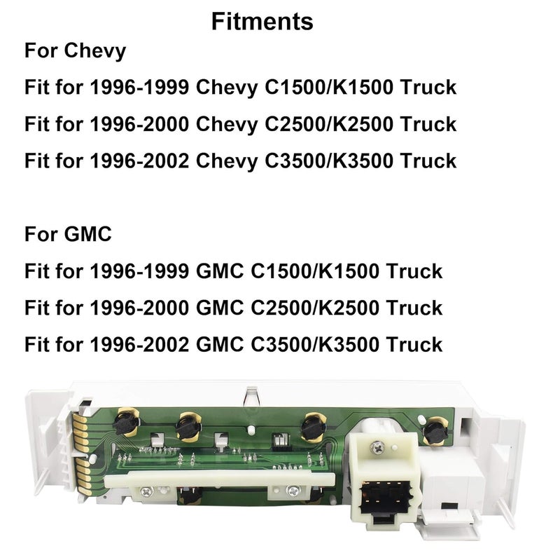 MOCW 9378815 15-72548 599-007 AC Heater Control Panel Climate Control Module Switch Without Rear Window Defogger for 1996-1999 Chevy Truck GMC C1500 C2500 C3500 K1500 K2500 K3500 Truck 16231175 - Image 3