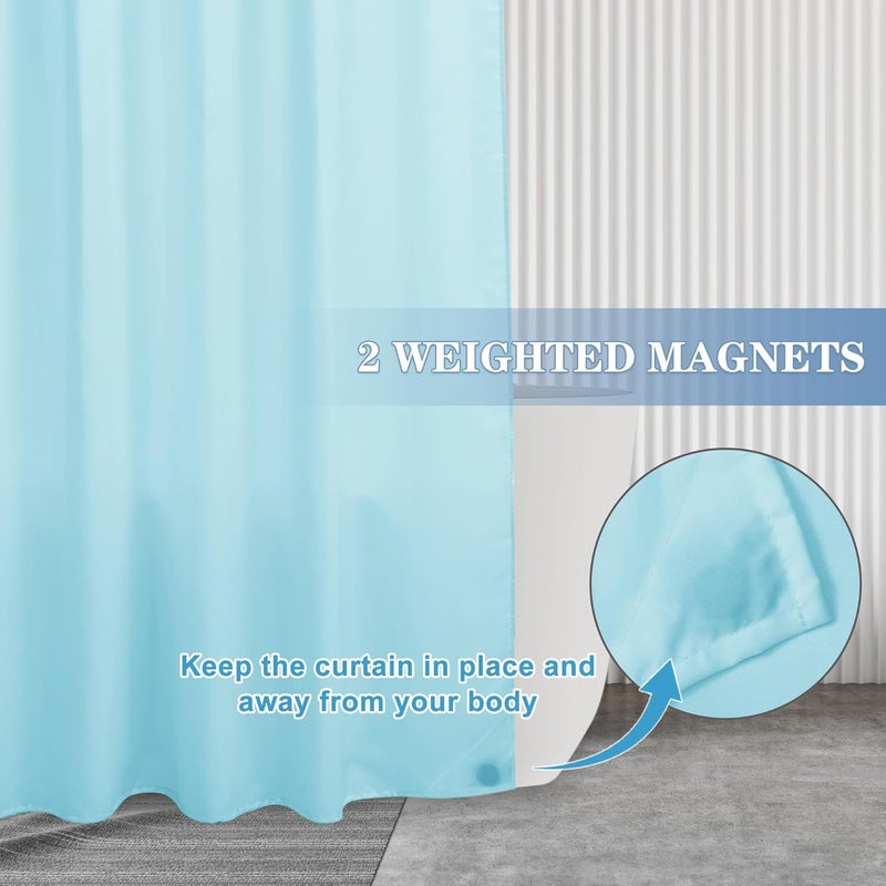 Nasitos Fabric Shower Curtain Liners 4 Pack - W72 x H72 - Washable & Water Resistant Cloth Shower Liner for Bathroom, Soft Hotel Quality, Standard Size (Blue, Include 8 Separate Magnets) - Image 4