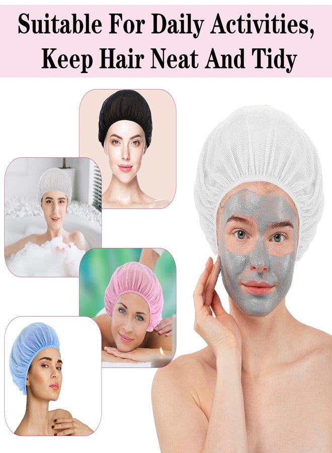 Bremorou 4pcs Mesh Sleeping Caps for Curly Hair, Mesh Sleep Bonnets For Sleeping Night, Hair Net For Rollers, Elastic Hairnet for Women (White, Pink, Light Blue, Black) - Image 4