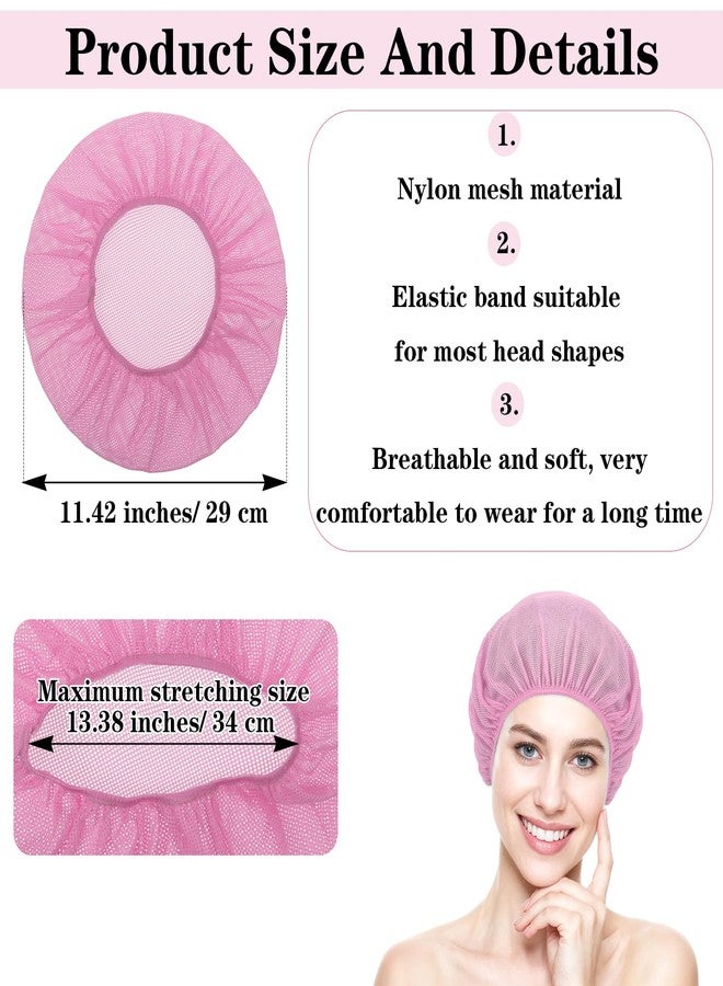 Bremorou 4pcs Mesh Sleeping Caps for Curly Hair, Mesh Sleep Bonnets For Sleeping Night, Hair Net For Rollers, Elastic Hairnet for Women (White, Pink, Light Blue, Black) - Image 2