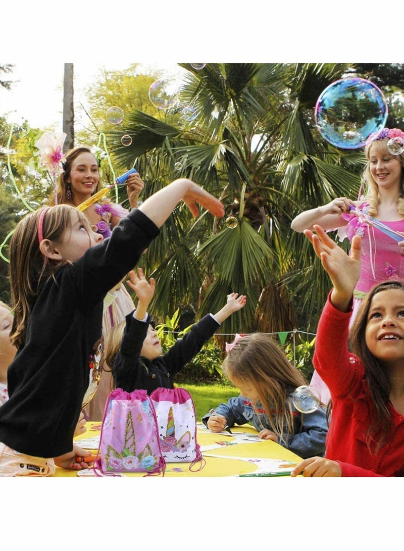 SOLARAE 12 Pack Unicorn Drawstring Party Bags with 6 Unicorn Stickers, Unicorn Drawstring Backpacks Party Favor Bags Supplies for Kids Birthday Party Baby Shower - Image 5