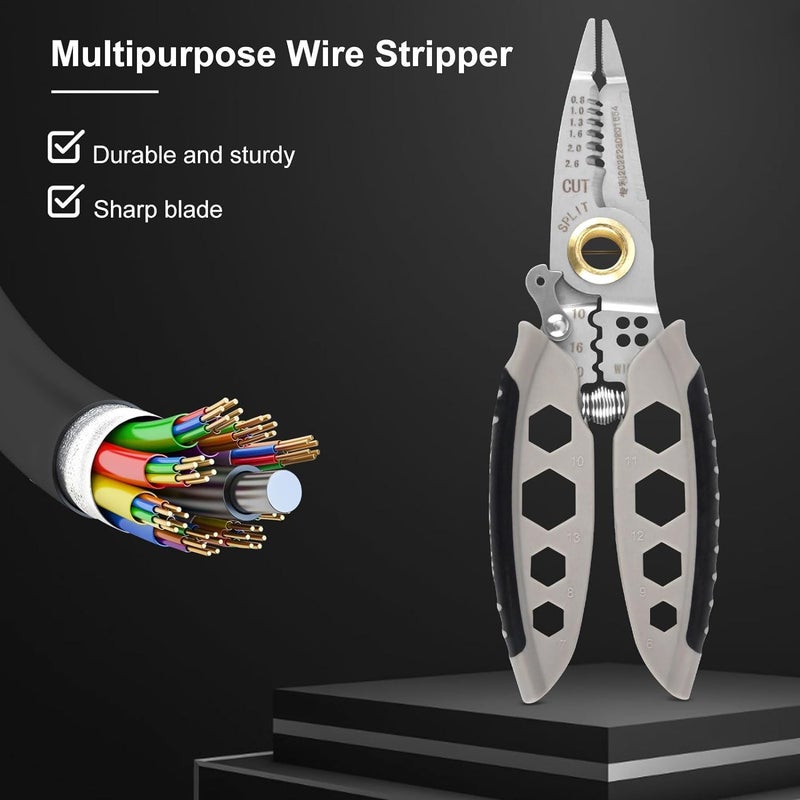 Snevad Multifunctional Wire Stripper Crimper And Cable Cutter Pliers 3in1 Adjustable Tool For Stripping Crimping Cutting Professional Wire Stripper Ergonomic Durable Versatile Tool DIY - Image 5