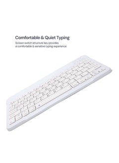 O Ozone Ultra-Slim Bluetooth Keyboard & Mouse Combo Rechargeable Portable Wireless Keyboard Mouse Set for Android Tablet iPhone iPad Computer PC Laptop- White  - Image 4