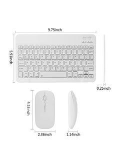 O Ozone Ultra-Slim Bluetooth Keyboard & Mouse Combo Rechargeable Portable Wireless Keyboard Mouse Set for Android Tablet iPhone iPad Computer PC Laptop- White  - Image 5