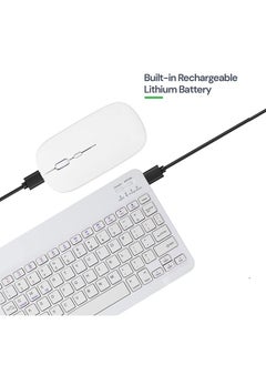 O Ozone Ultra-Slim Bluetooth Keyboard & Mouse Combo Rechargeable Portable Wireless Keyboard Mouse Set for Android Tablet iPhone iPad Computer PC Laptop- White  - Image 3