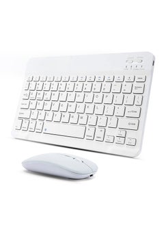 O Ozone Ultra-Slim Bluetooth Keyboard & Mouse Combo Rechargeable Portable Wireless Keyboard Mouse Set for Android Tablet iPhone iPad Computer PC Laptop- White  - Image 1