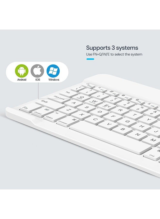 O Ozone - Ultra-Slim Bluetooth Keyboard & Mouse Combo Rechargeable Portable Wireless Keyboard Mouse Set for Android Tablet iPhone iPad Computer PC Laptop- White - Image 1
