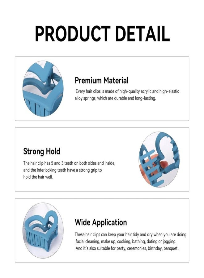 FREEBIES مجموعة مجانية من مشابك الشعر الكبيرة على شكل قلب للنساء والفتيات - مشابك شعر كورية فاخرة مانعة للانزلاق ذات قبضة قوية - مشابك شعر عصرية ومتينة وإكسسوارات للشعر الطويل والكثيف، 3 قطع متعددة الألوان - Image 3