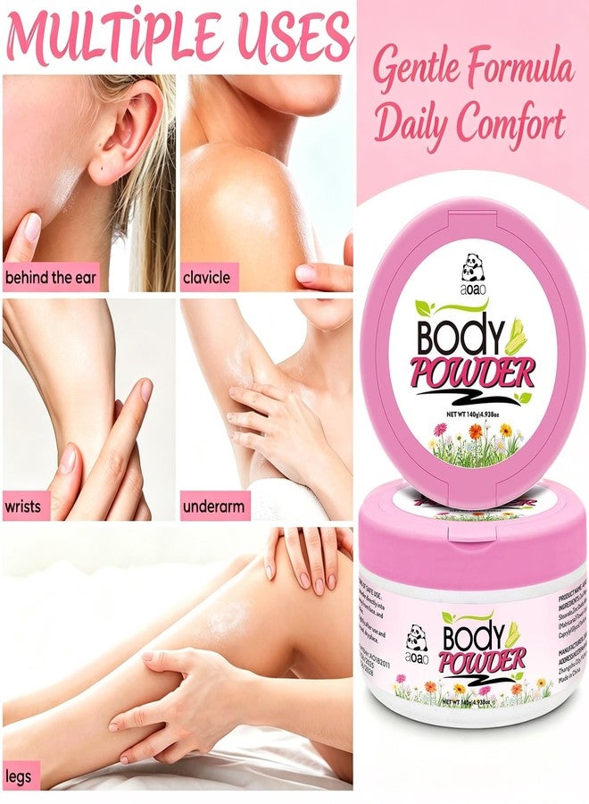 AOAO Talc-Free Dusting Powder for Women, Baking Soda Free, Natural Formula for After Bath Swampy Smooth Finish, Anti-Chafe & Deodorizing for Sensitive Skin, Gentle Daily Freshness with Puff, 5oz - Image 3