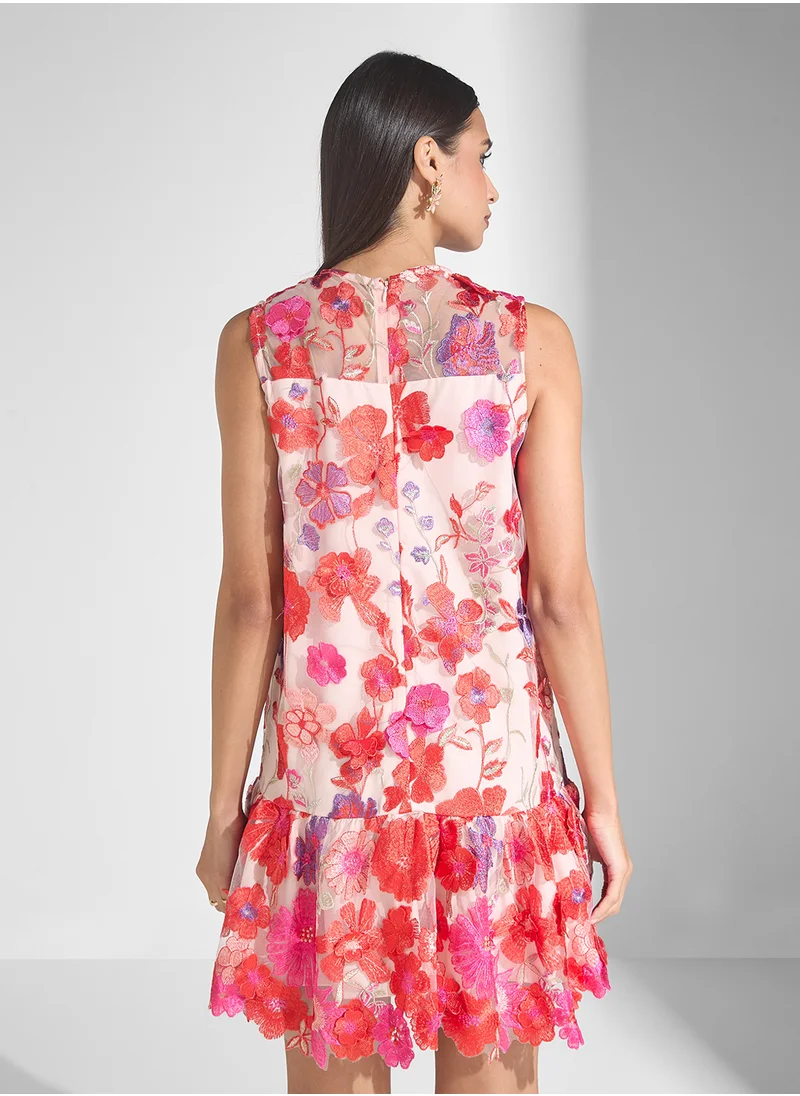 جاست مي 3D Floral Embo Mini Dress