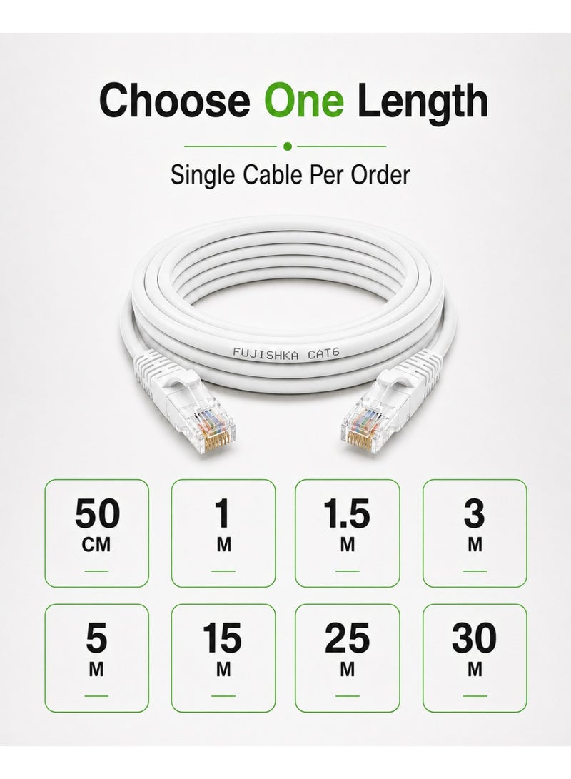 FUJISHKA 100% Pure Copper CAT6 Cable for Routers and Computers - White 50 CM - Image 3