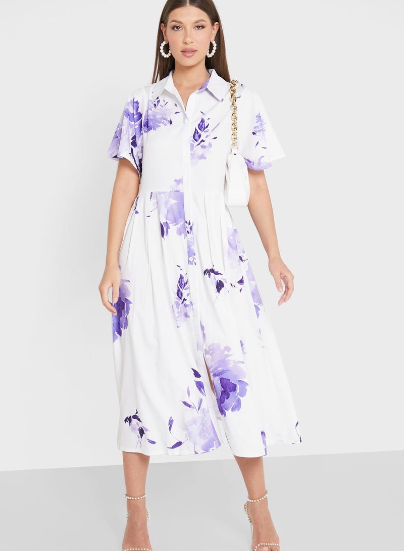 ELLA Floral Poplin Shirt Dress - Image 4