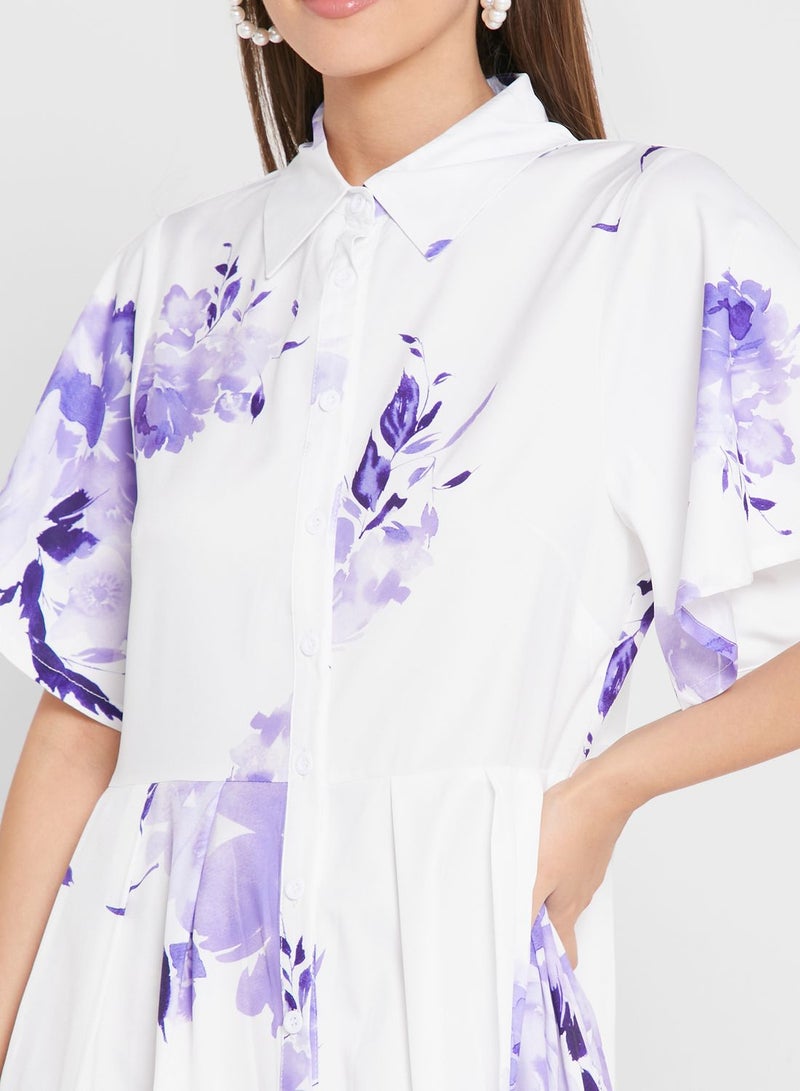 ELLA Floral Poplin Shirt Dress - Image 3