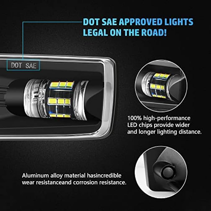 OKSIWA Led Fog Lights Compatible With 20072014 Chevy Silverado 20072015 Suburban 20072013 Avalanche 20072013 Tahoe 20102013 Gmc Yukon Pick Up Truck Bumper Driving Lamps - Image 2