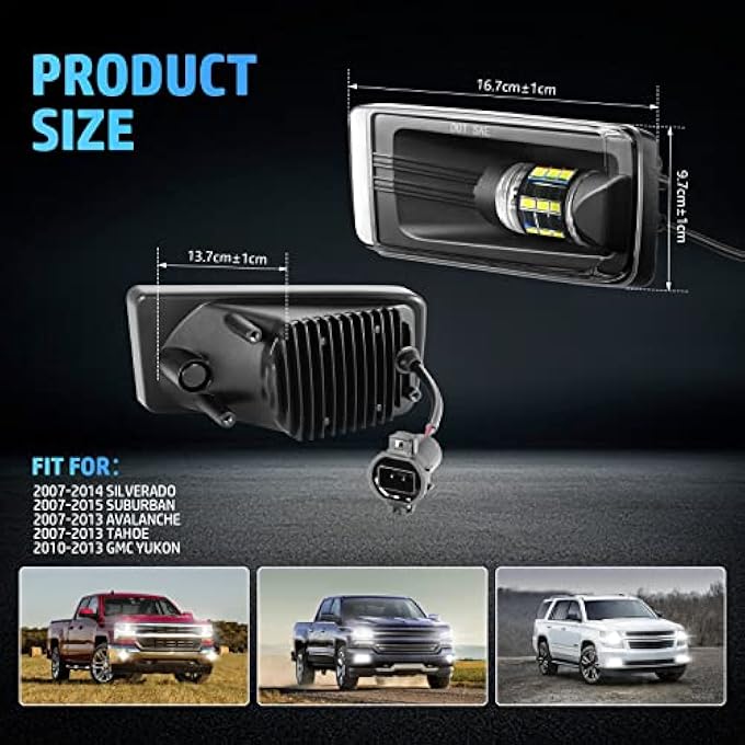 OKSIWA Led Fog Lights Compatible With 20072014 Chevy Silverado 20072015 Suburban 20072013 Avalanche 20072013 Tahoe 20102013 Gmc Yukon Pick Up Truck Bumper Driving Lamps - Image 4