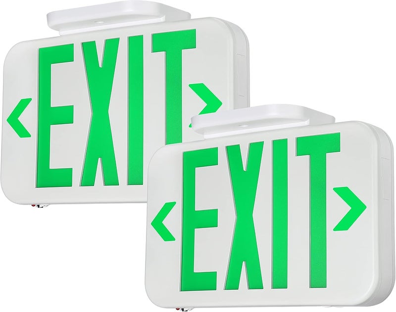 TORCHSTAR LED Exit Sign, Emergency Exit Light with Battery Backup, Double Face, UL 924, AC 120/277V, Damp Location, Hardwired Green Letter Exit Lights for Business Indoor, Pack of 2 - Image 1