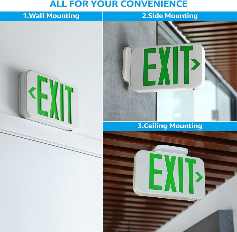 TORCHSTAR LED Exit Sign, Emergency Exit Light with Battery Backup, Double Face, UL 924, AC 120/277V, Damp Location, Hardwired Green Letter Exit Lights for Business Indoor, Pack of 2 - Image 4