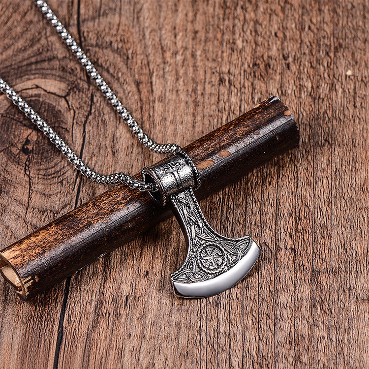 YILONG Stainless Steel Nordic Viking Rune Pendant Pendant Titanium Steel Hammer Necklace Men's Cross-Border Supply Wholesale (Separate pendant [without chain] number: D37-04) - Image 2