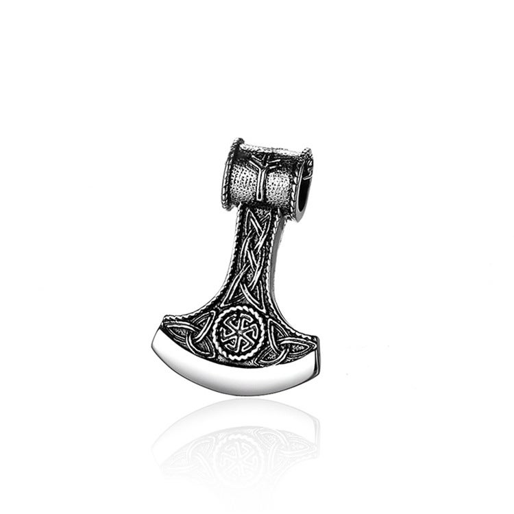 YILONG Stainless Steel Nordic Viking Rune Pendant Pendant Titanium Steel Hammer Necklace Men's Cross-Border Supply Wholesale (Separate pendant [without chain] number: D37-04) - Image 1