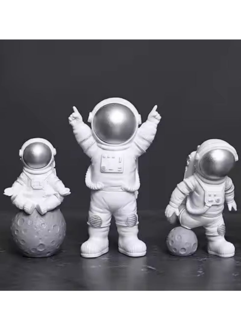 3PCS Resin Astronaut Figure Statue Spaceman Sculpture Educational Toy Desktop Home Decoration Astronaut Model for Kids Gift - Image 1