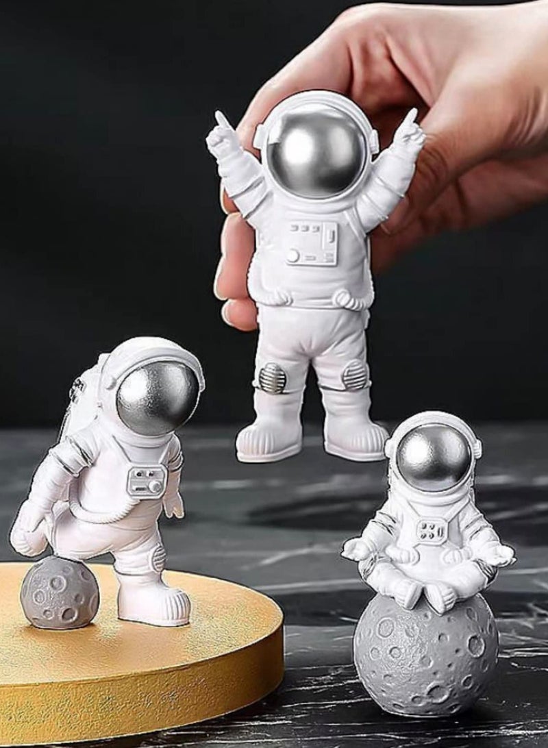 3PCS Resin Astronaut Figure Statue Spaceman Sculpture Educational Toy Desktop Home Decoration Astronaut Model for Kids Gift - Image 3