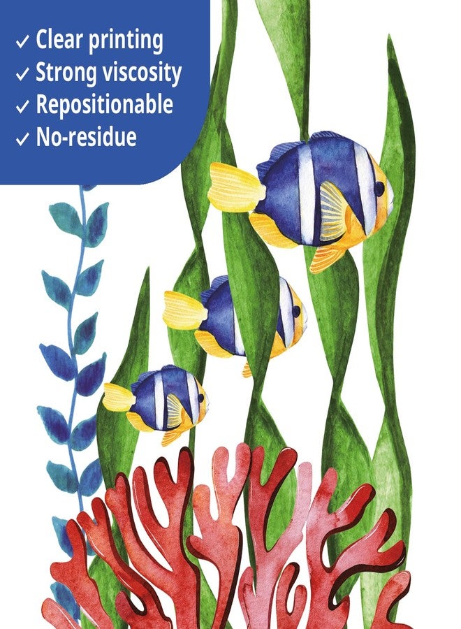 DECOWALL DS12-8078 Sea Animals Wall Stickers Decals Baby Boys Bedroom Fish décor Living Kids Nursery Ocean playroom Removable Room Seaweed Under Watercolor - Image 4