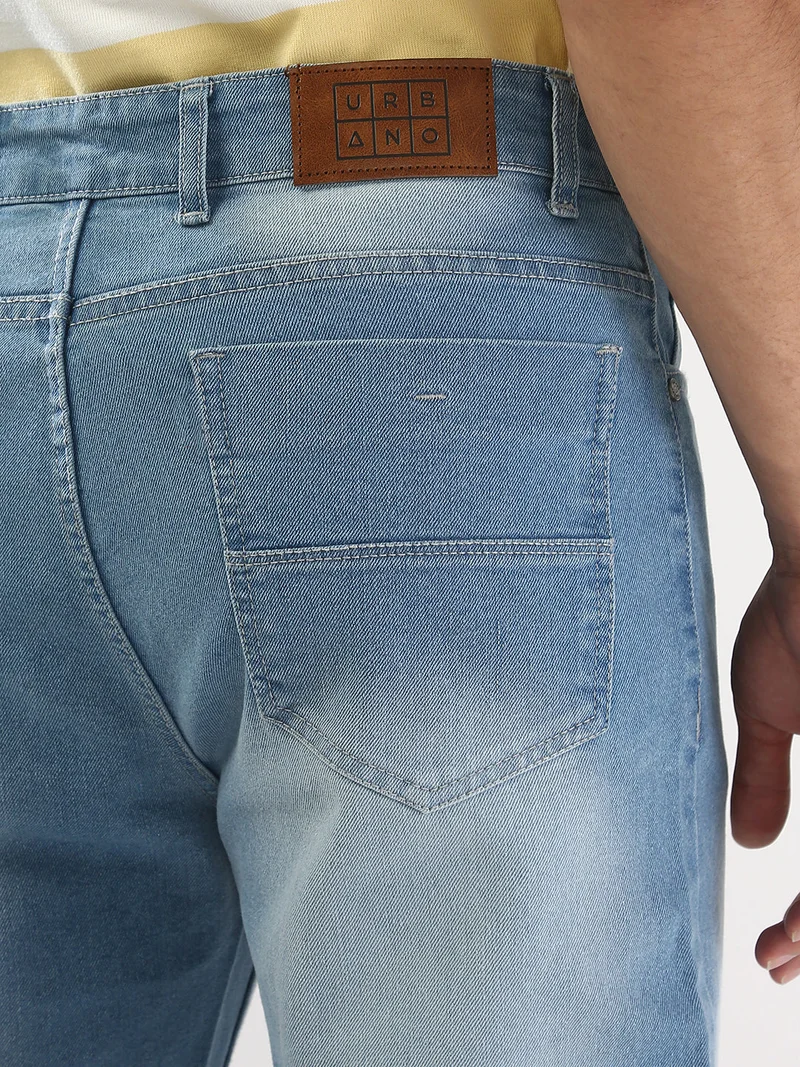 Urbano Fashion  Urbano Fashion Men's Light Blue Straight Fit Washed Jeans Stretchable  | Best Price UAE