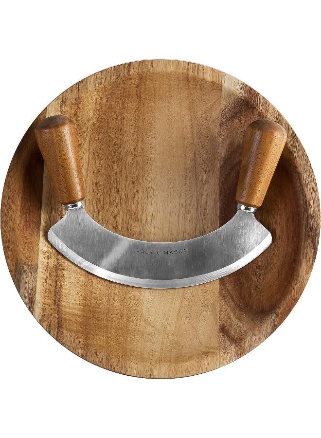COLE & MASON Ashden Mezzaluna and Round Chopping Board Set  - Image 3