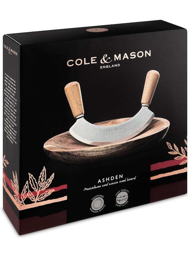 COLE & MASON Ashden Mezzaluna and Round Chopping Board Set  - Image 2