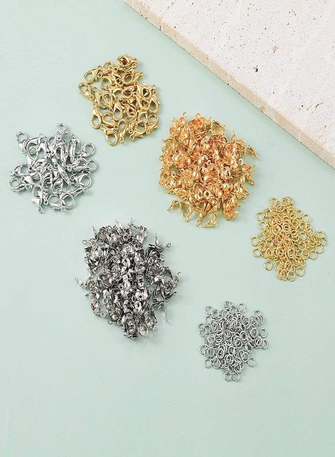 AIEX 540pcs Jewelry Making Accessories Set, 240pcs Bead Tips Knot Covers 240pcs Open Jump Ring Connectors and 60pcs Jewelry Clasps, Necklace Bracelet Making Kit for Jewelry Making (Gold, Silver) - Image 3