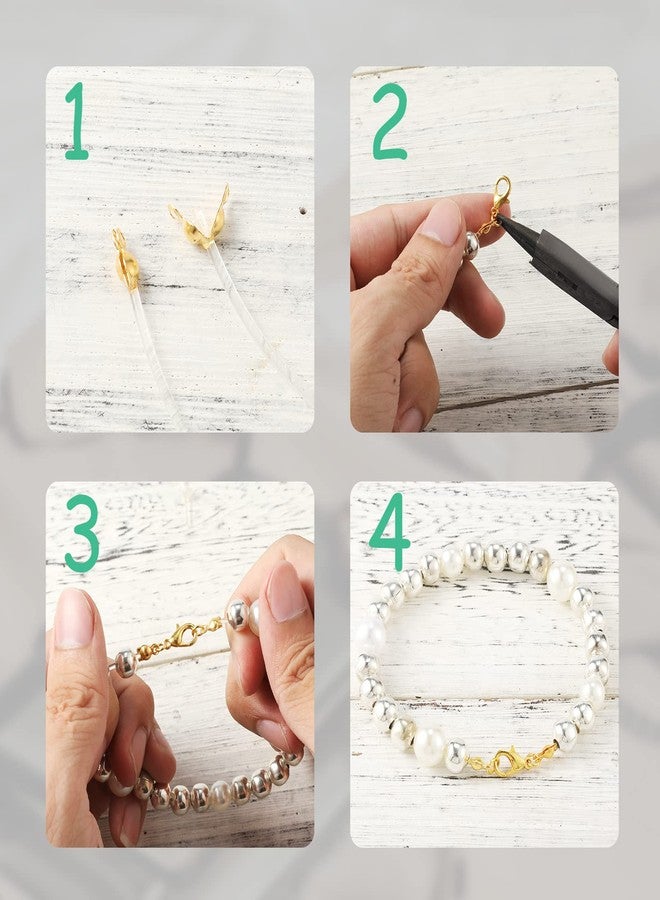 AIEX 540pcs Jewelry Making Accessories Set, 240pcs Bead Tips Knot Covers 240pcs Open Jump Ring Connectors and 60pcs Jewelry Clasps, Necklace Bracelet Making Kit for Jewelry Making (Gold, Silver) - Image 5