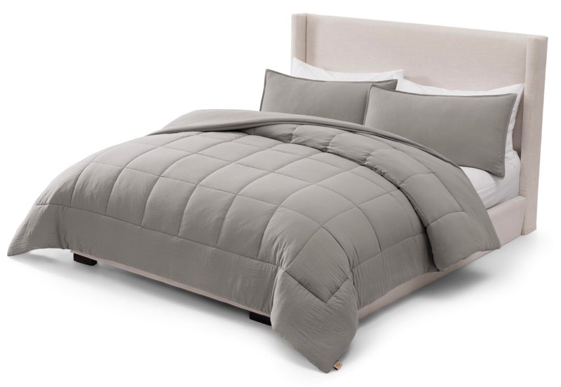 UGG Leonora Comforter Set with 2 Pillow Shams Lightweight Down Alternative Blanket Reversible Cozy Warm All Season Washable and Hypoallergenic Bedding Set, King, Light Grey - Image 1