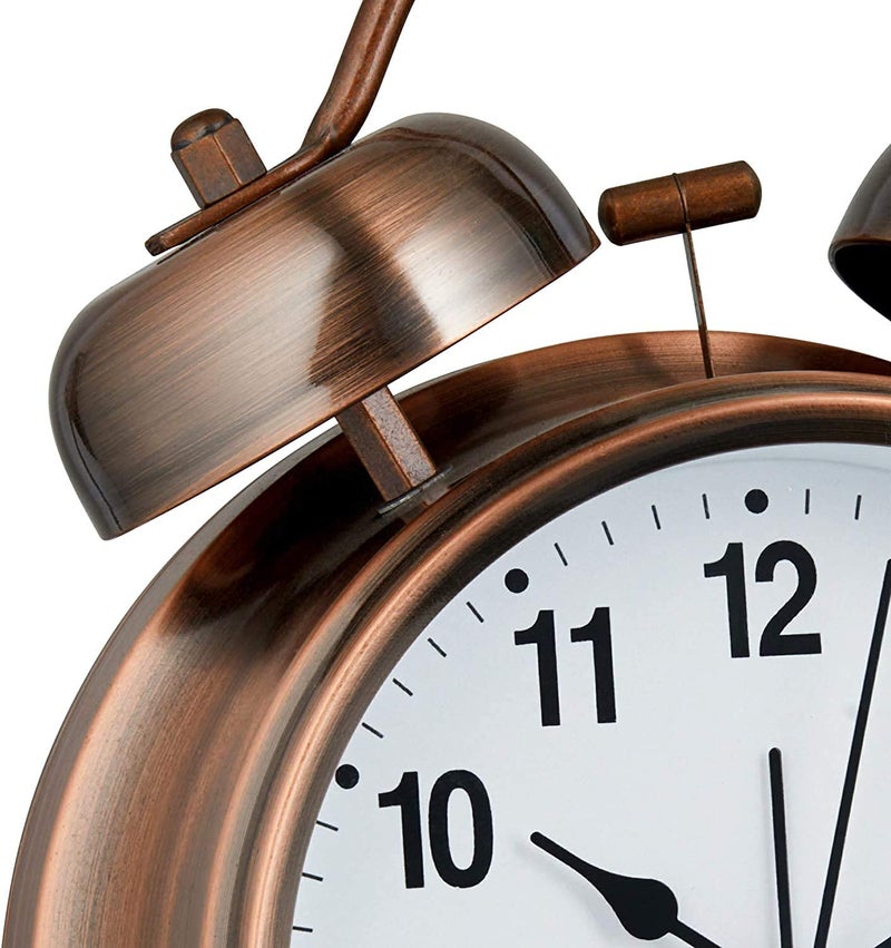 SAJAG roducts Analog Alarm Clock Twin Bell Retro Copper Battery Operated with Backlight for Bedside Table Vintage Silent NonTicking Old Fashioned Decorative Desk Clocks - Image 4