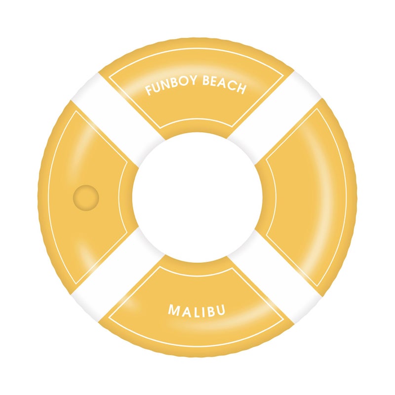 FUNBOY Giant Yellow Lifeguard Malibu Inflatable Pool Float with Cup Holder, 48" Adult Inner Tube Swim Ring Pool Lounger