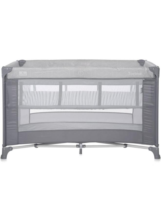 لوريلي سرير أطفال تورينو رمادي مخطط من طبقتين - Image 1