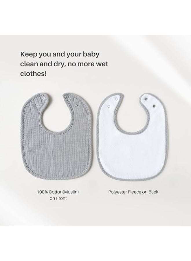 8 Pack Baby Drool Bibs Set,Breathable Muslin Baby Bibs,Cotton Adjustable Teething Feeding Drooling Bibs for Newborns and Infants - Image 3