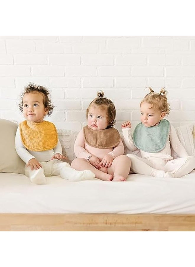 8 Pack Baby Drool Bibs Set,Breathable Muslin Baby Bibs,Cotton Adjustable Teething Feeding Drooling Bibs for Newborns and Infants - Image 5