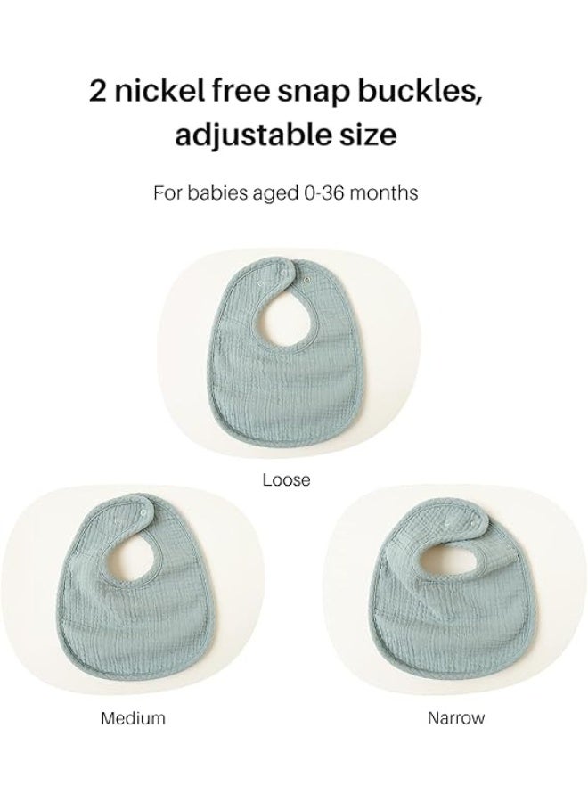 8 Pack Baby Drool Bibs Set,Breathable Muslin Baby Bibs,Cotton Adjustable Teething Feeding Drooling Bibs for Newborns and Infants - Image 2