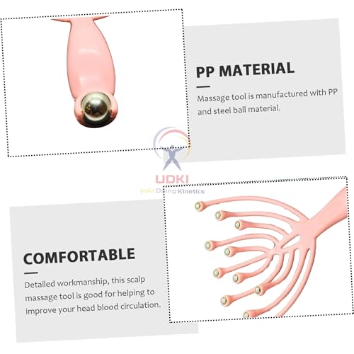 UDKI Handheld Scalp Massager Pink | 11-Claw Manual Head Massage Comb with Rolling Balls for Scalp Hair Massage| Deep Stress Relax for Use in Office, Home, SPA, Gifting for Mother & Father - Image 3