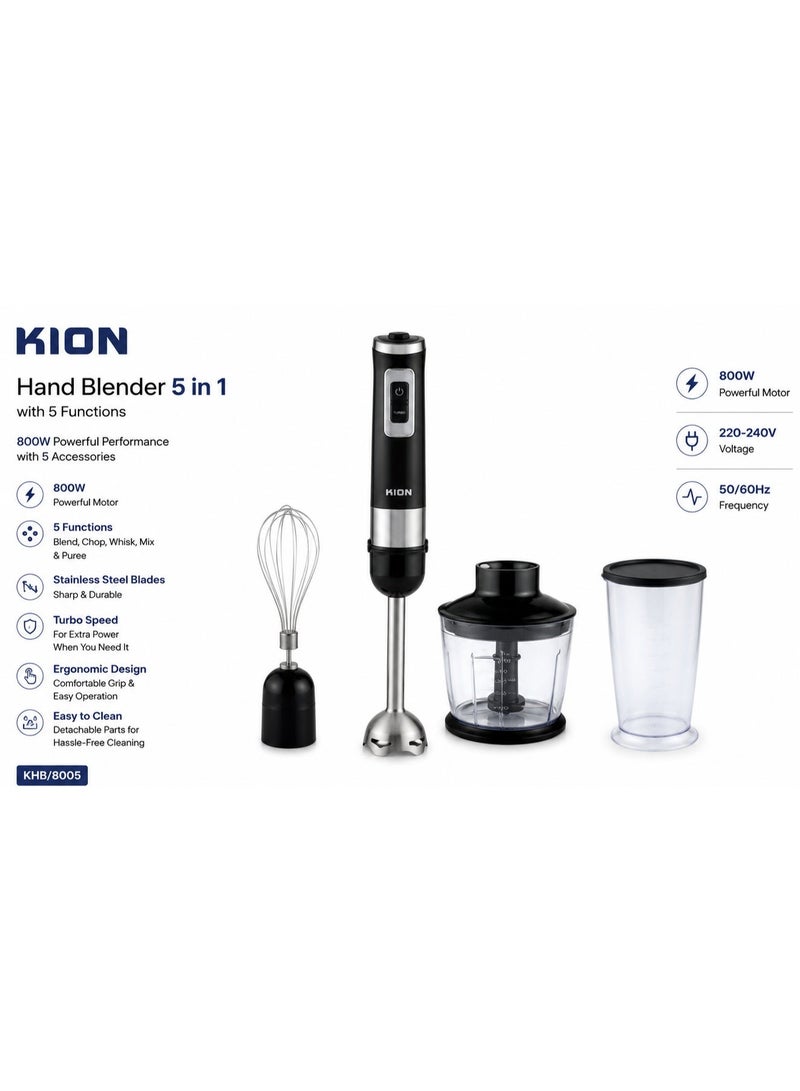 KION 5-in-1 Hand Blender 800W with 5 Accessories - KHR/5002 KHR/5002 - Image 1