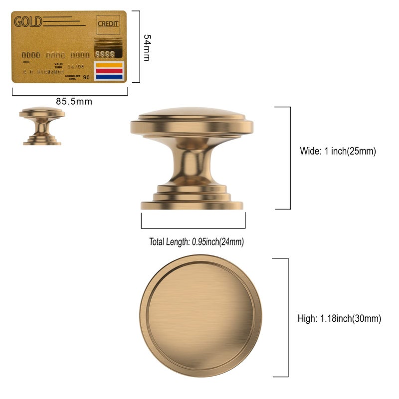 Amerdeco 10 Pack 1-1/4 inch Kitchen Cabinet Knobs Champagne Bronze Cabinet Knobs Bedroom Dresser Gold Round Drawer Knobs Single Hole Cabinet Pulls - Image 5