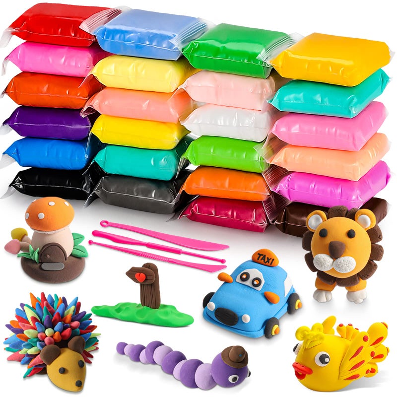 CiaraQ Modeling Clay Kit  24 Colors Air Dry Ultra Light Clay Safe  NonToxic Great Gift for Kids