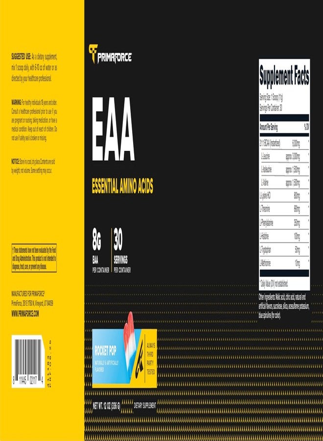 Primaforce EAA Powder (30 Servings, Rocket Pop Flavor) - Essential Amino Acids for Pre/Intra Workout and Recovery - Non-GMO and Gluten Free - Image 5