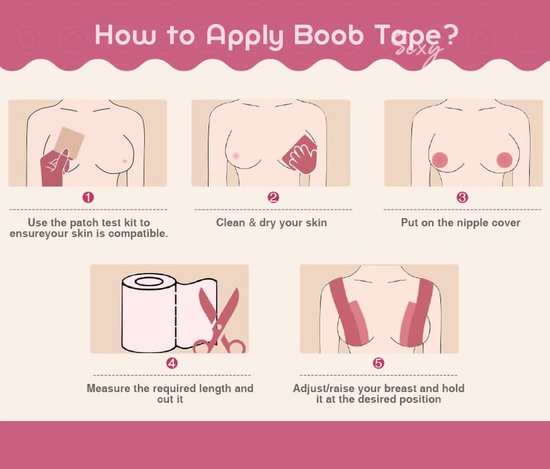 SNMMIFER Boob Tape Kit - Instant Boob Tape with 10 Nipple Pasties for Fashion with 36 Strips Double Sided Tape for Clothes &1 Pair Reusable Nipple Cover for Women (Beige) - Image 4